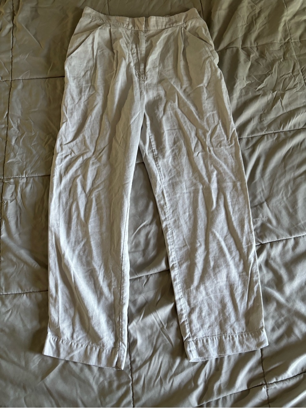 Aritzia Wilfred Cream Straight-Leg Linen-Blend Pants